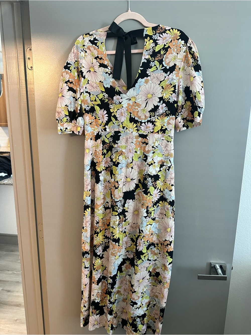 Topshop Floral 70s Midi Dress Size 8 - Picture 7 of 8